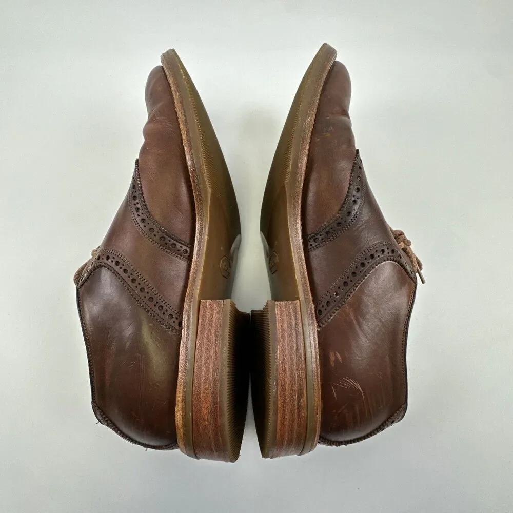 Johnston‎ And Murphy Brogue Brown Leather Oxford Lace Up Vibram USA Mens 8.5 M
